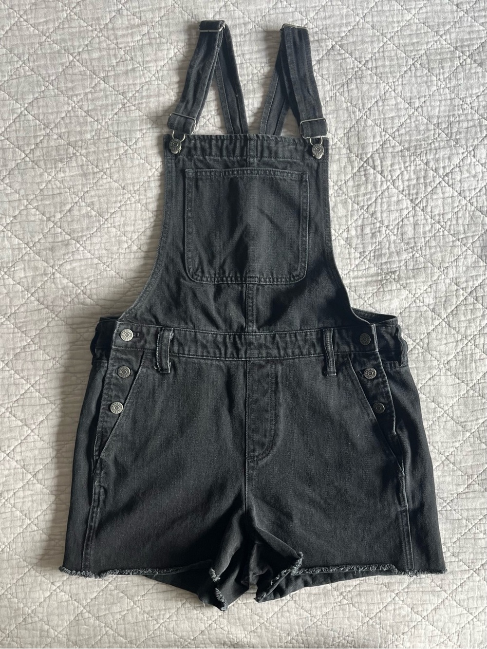 Madewell Black Denim Short Overalls